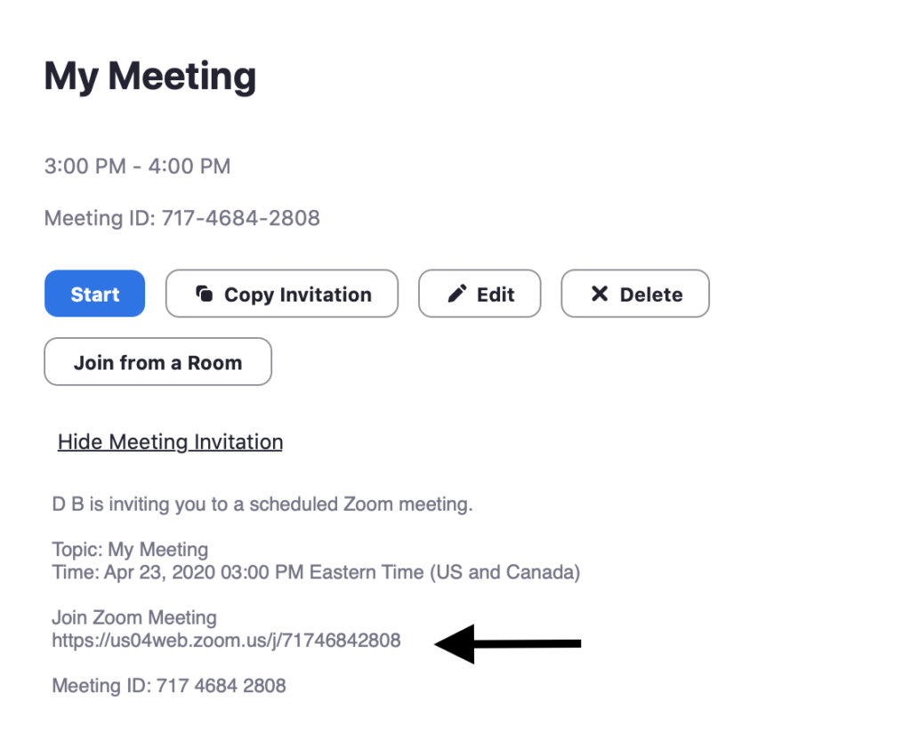 Zoom meeting invitation details